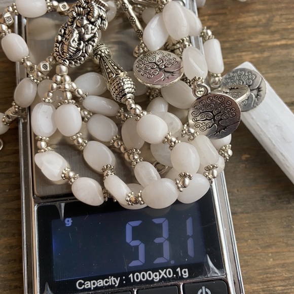 Double string layered Opals sterling silver statement long necklace - Picture 11 of 11